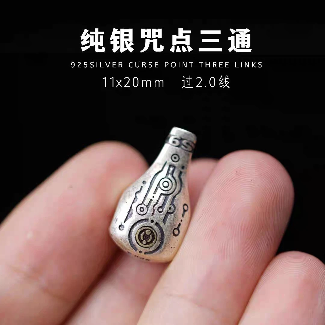 925银银制品 精品藏式三通S925银百香籽佛手星月文玩配珠配件银饰