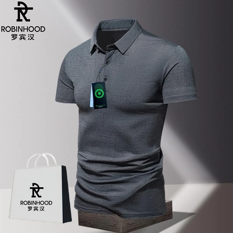 罗宾汉/ROBINHOOD男士短袖t恤男翻领冰丝POLO衫夏季薄款休闲半袖