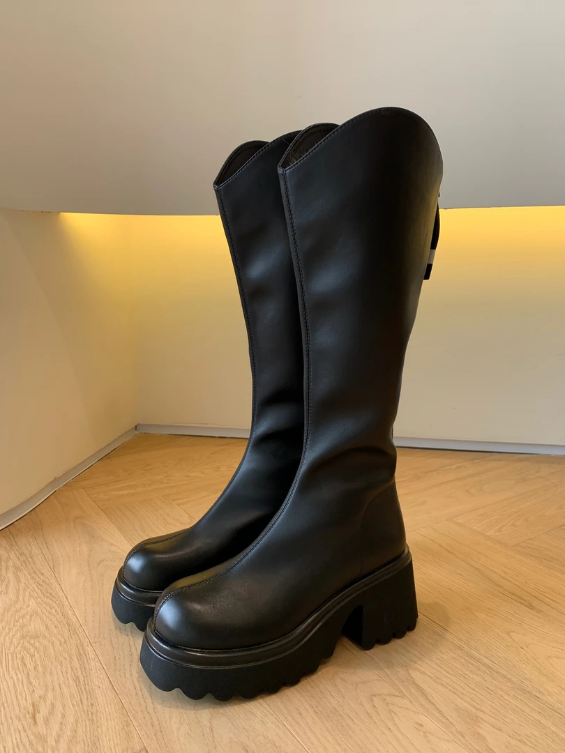 饺子一米五/厚底增高粗跟瘦瘦靴