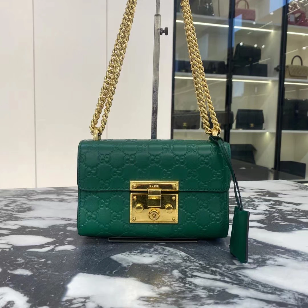 95新 GUCCI/古驰 padlock单肩斜挎链条包