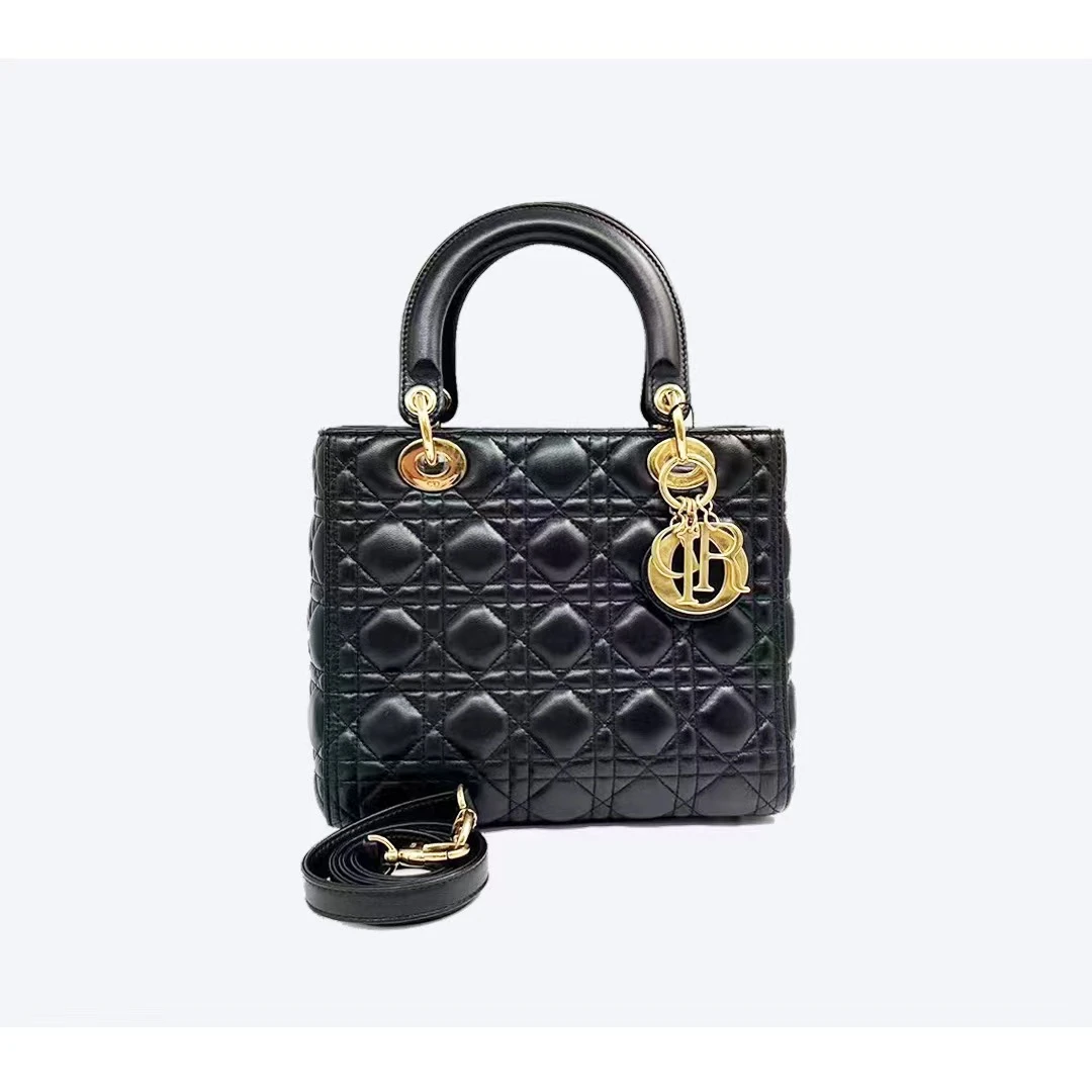 95新 DIOR/迪奥 Dior五格戴妃黑金单肩斜挎包.I879