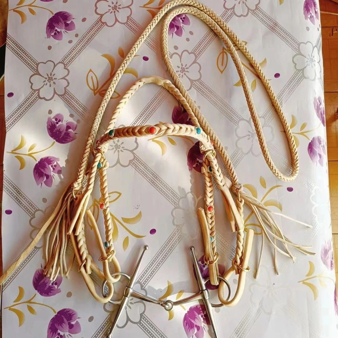 纯牛皮骑马嚼子笼头    马嚼子  马叉子水勒缰绳    马具马术用品