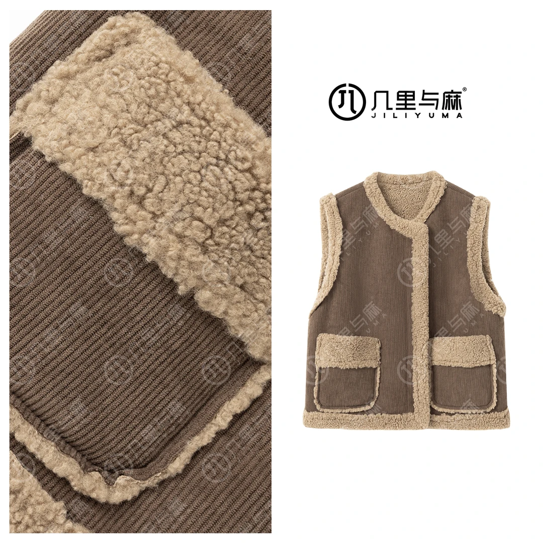 几里与麻【摩卡足迹】时尚百搭无袖马夹 衣长58 胸围106 1091388