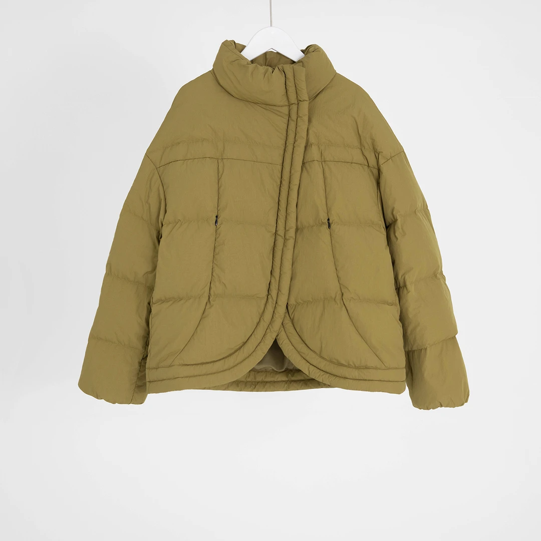 （几里）纯色立领秋冬百搭休闲羽绒服 衣长65 胸围120 117004