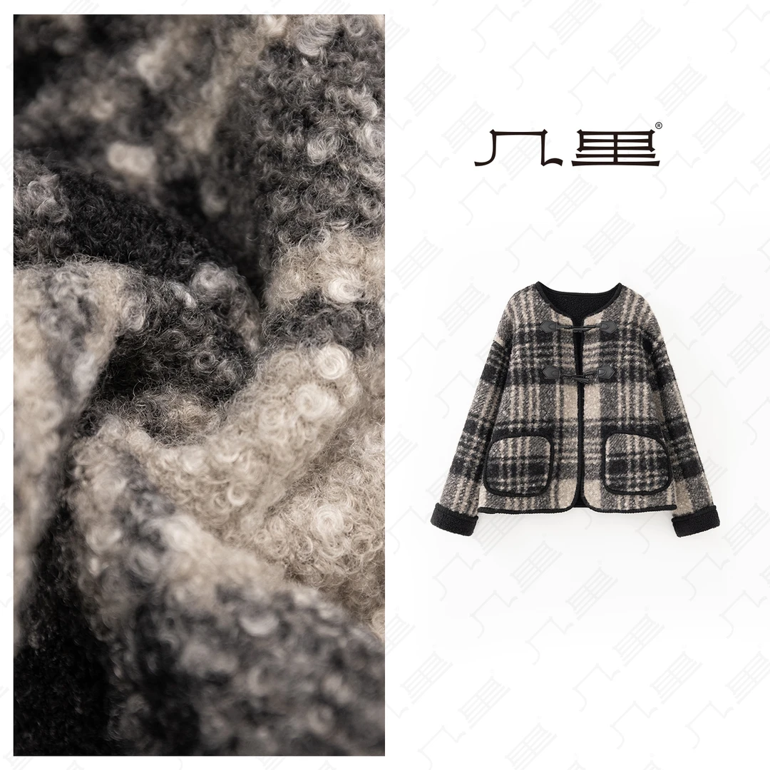 几里与麻【北欧格调】复古牛角扣毛呢外套 衣长59 胸围116 1111862