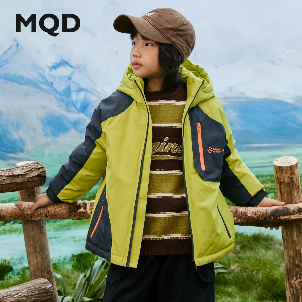 MQD中大童羽绒服秋季休闲时尚撞色宽松百搭运动羽绒冬儿童潮流