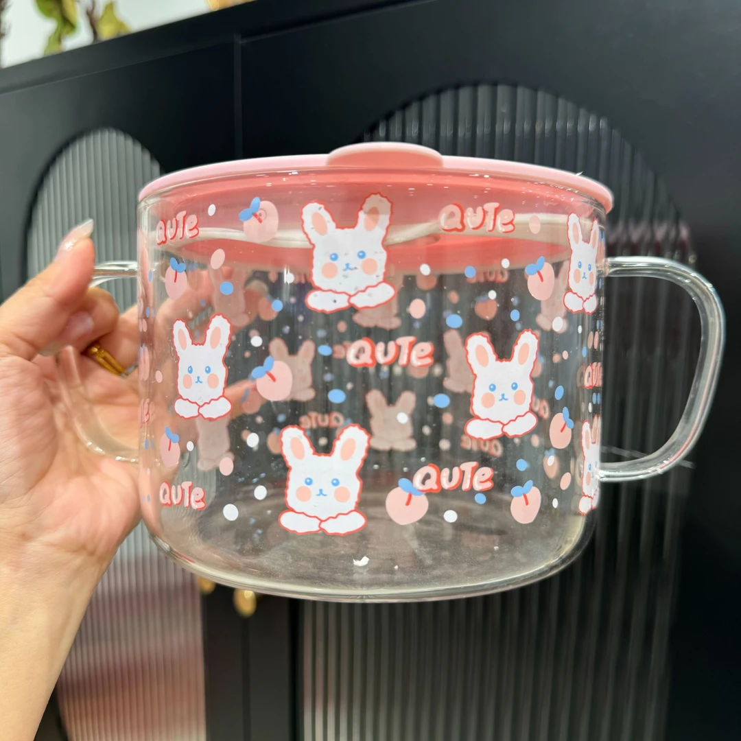 【亏米宠粉】高硼硅玻璃碗可爱小兔子系列煮面碗带密封盖