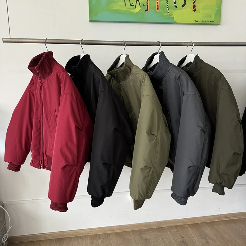 短宽版型高克重cleanfit棉衣棉服休闲情侣立领潮流加厚冬季外套男