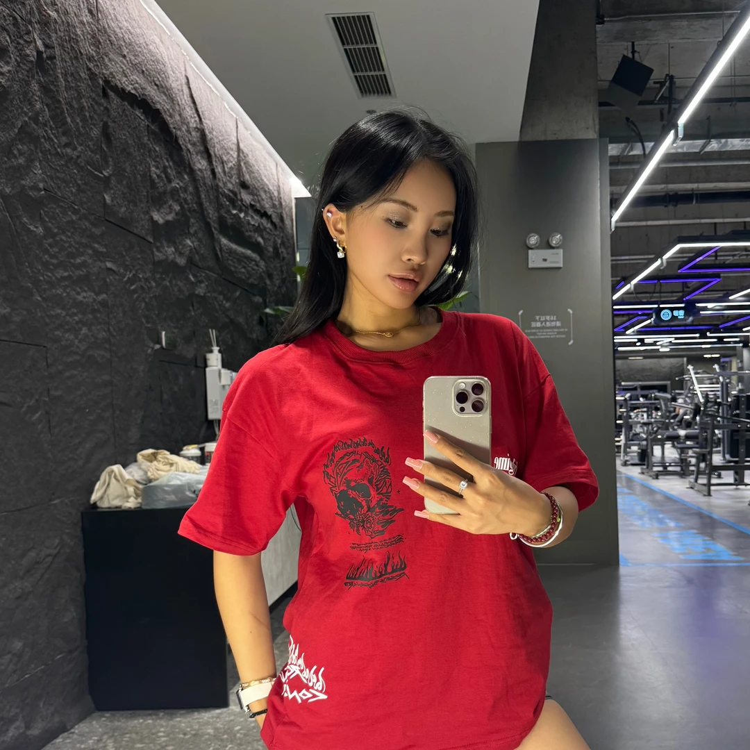 KIYA PEACH 顾 xr玫瑰骷髅头T恤短袖CivilRegime休闲透气运动健身