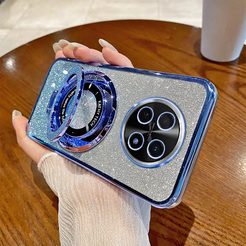 华为畅享60x电镀闪粉新款手机壳适用畅享60高端女磁吸支架保护套