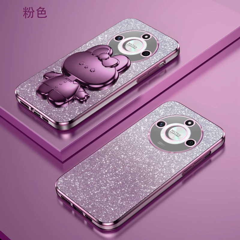 荣耀x50新款手机壳适用honorx50i时尚补妆镜i+创意支架防摔保护套