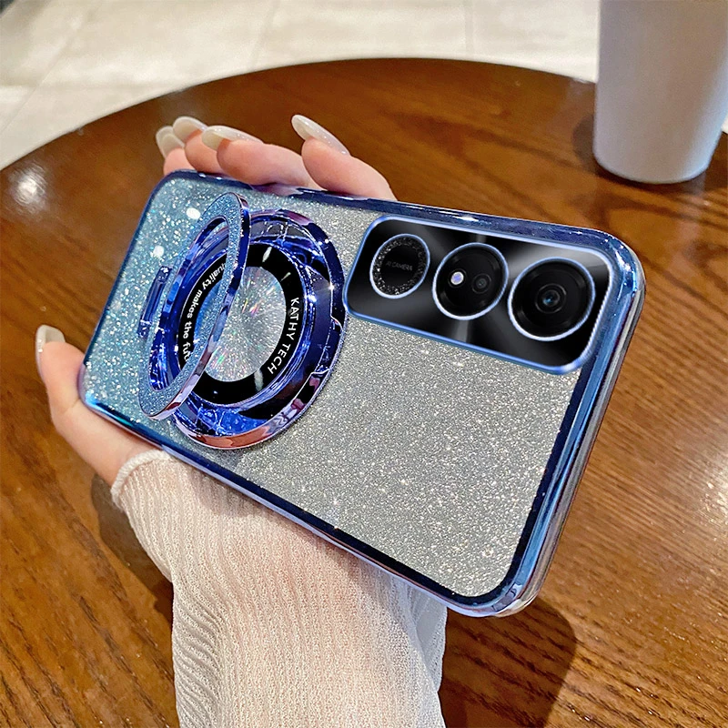 荣耀畅玩40电镀闪粉女新款手机壳适用honor40plus磁吸支架保护套