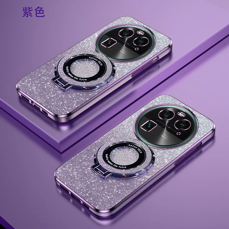 OPPOFindx6电镀闪粉新款手机壳findx6pro高端磁吸支架简约保护套