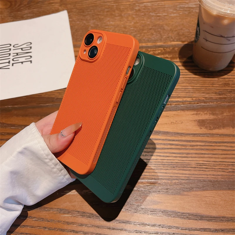 适用苹果13手机壳新款iPhone13proMAX散热透气超薄高端创意保护套