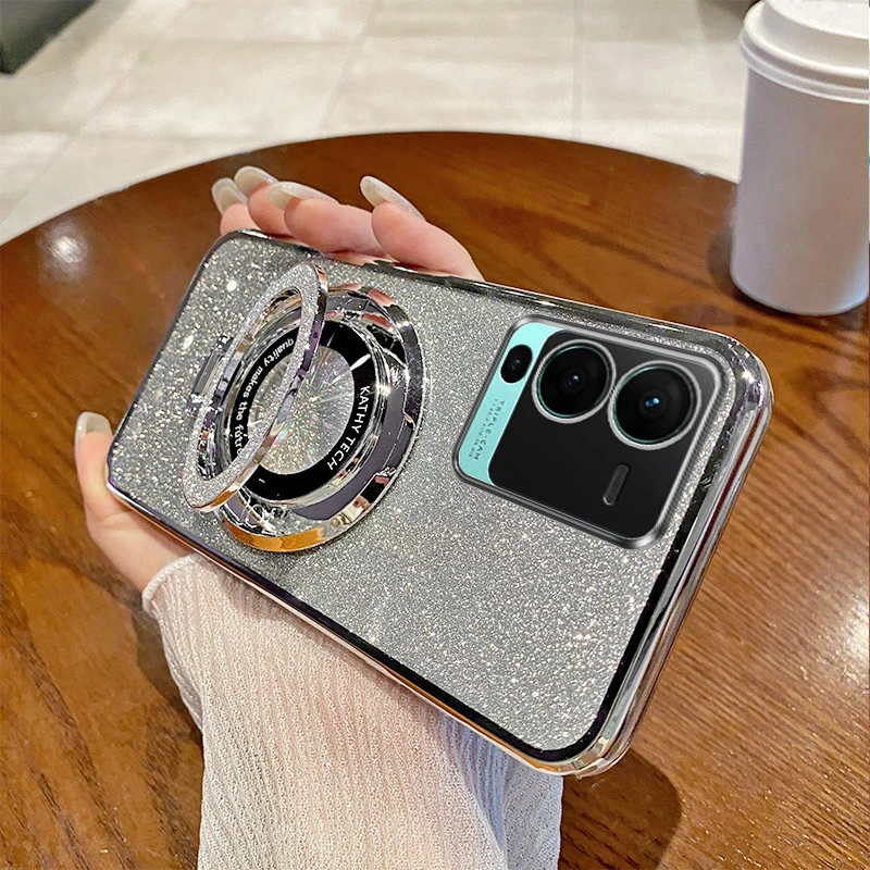 vivos15闪粉女新款手机壳适用s15pro磁吸支架s15e全包防摔保护套