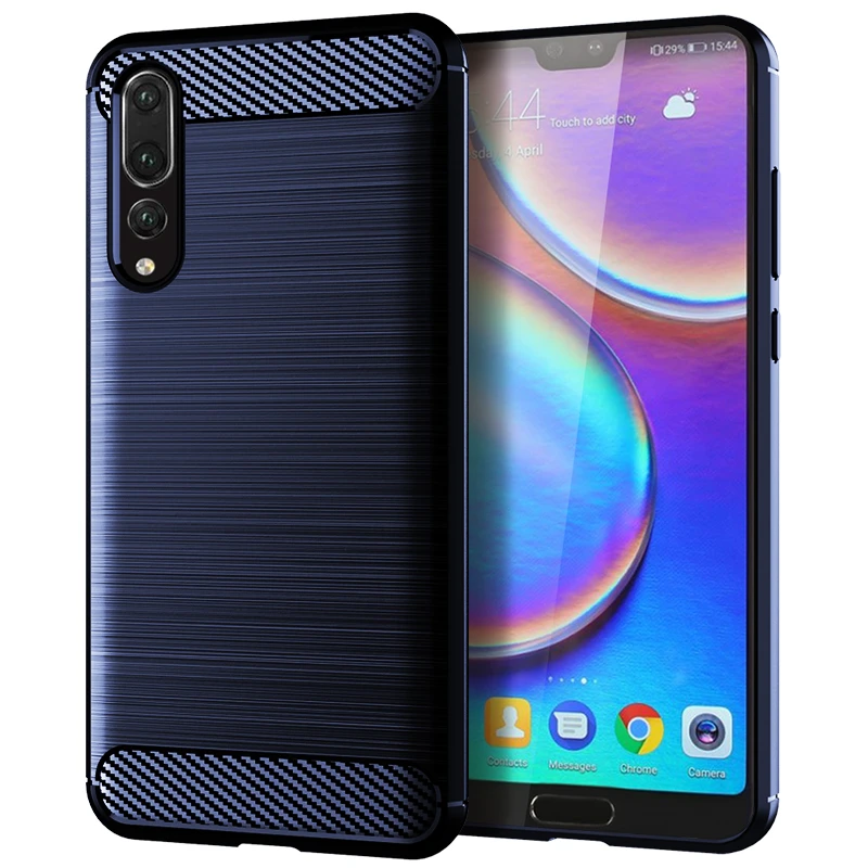 【四角防摔+防指纹手感好】适用华为P20 Pro 碳纤纹拉丝保护壳