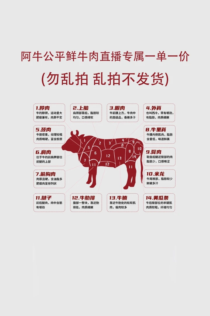 直播现场公平散养小黄牛牛肉专属链接（现称现切 一单一价勿乱拍）牛肉鲜切 海城同城送外地冷链包邮