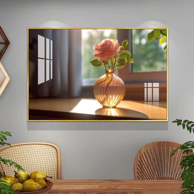 现代简约餐厅装饰画高级感2023新款饭厅挂画高级感餐桌背景墙壁画