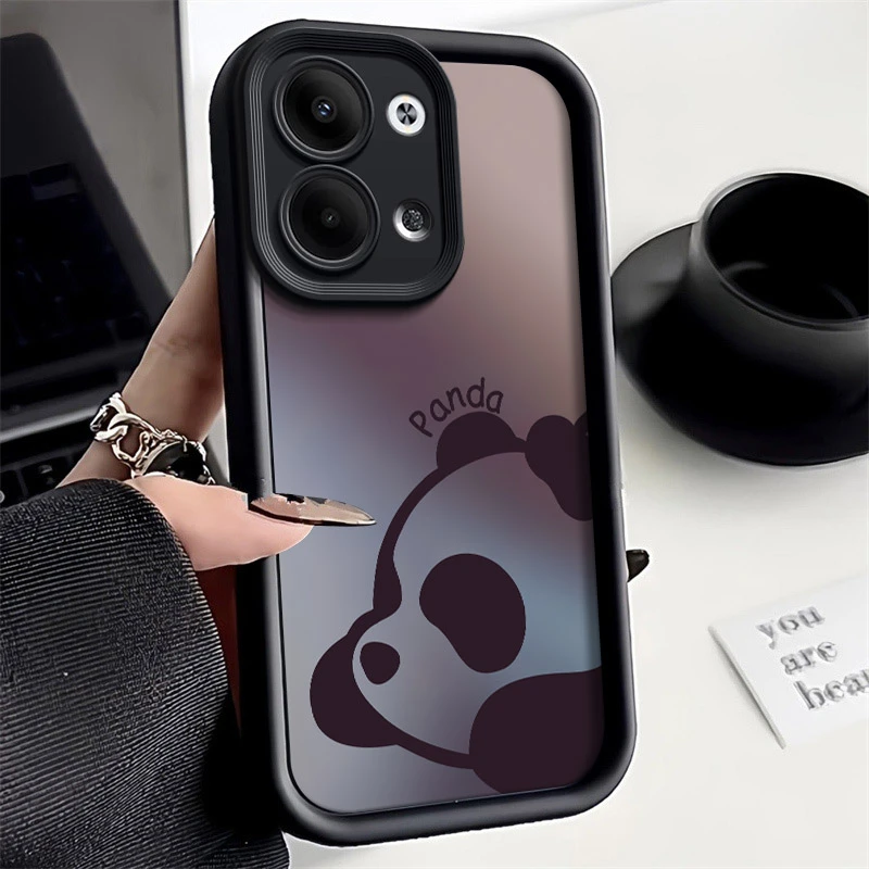 适用趴趴熊猫OPPOReno9手机壳潮硅胶高级耐脏网红简约女全包防摔