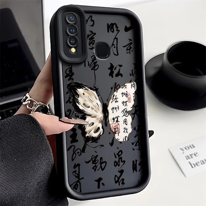 适用书法蝴蝶vivoZ5x手机壳V1911A软壳男女款硅胶网红潮牌新款防