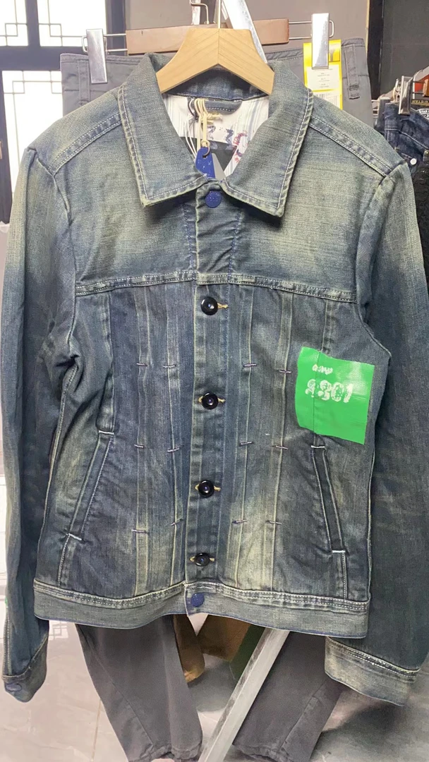 鸡屎达走秀款绿刀夹克时尚牛仔外套