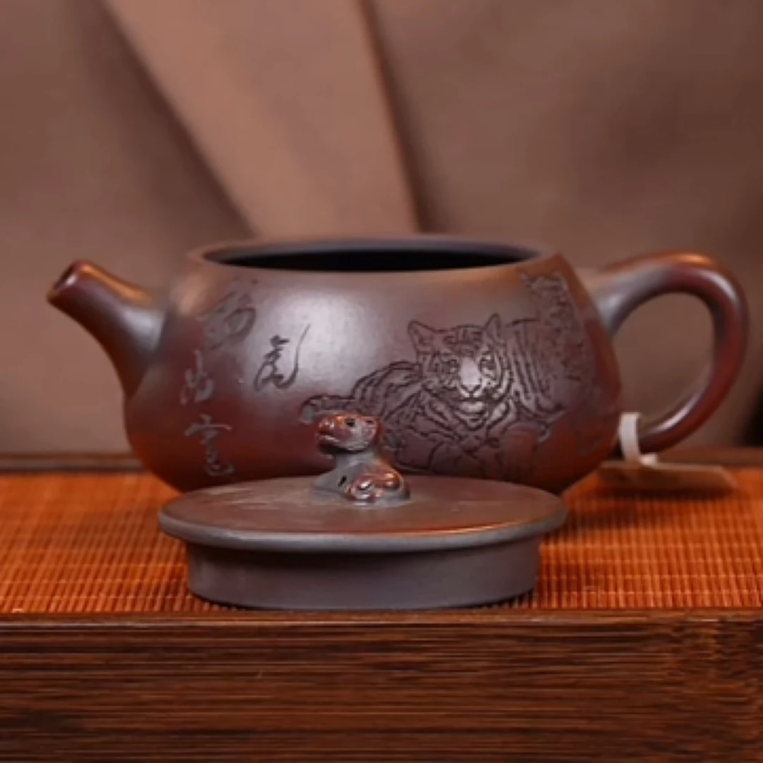 HRT106古红汉瓦紫砂壶320cc