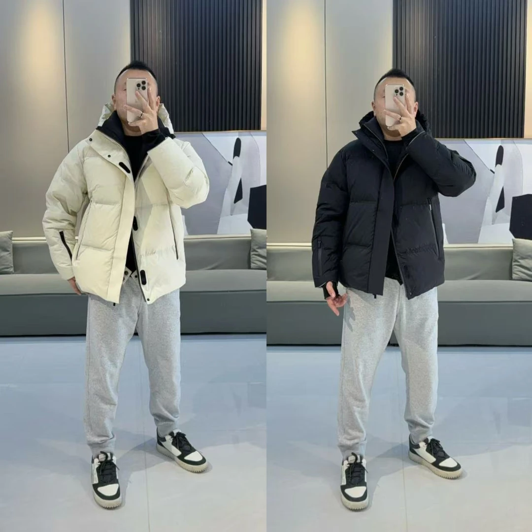 HAOG/2024冬季新款百搭男士休闲潮流轻奢连帽羽绒服外套  240666