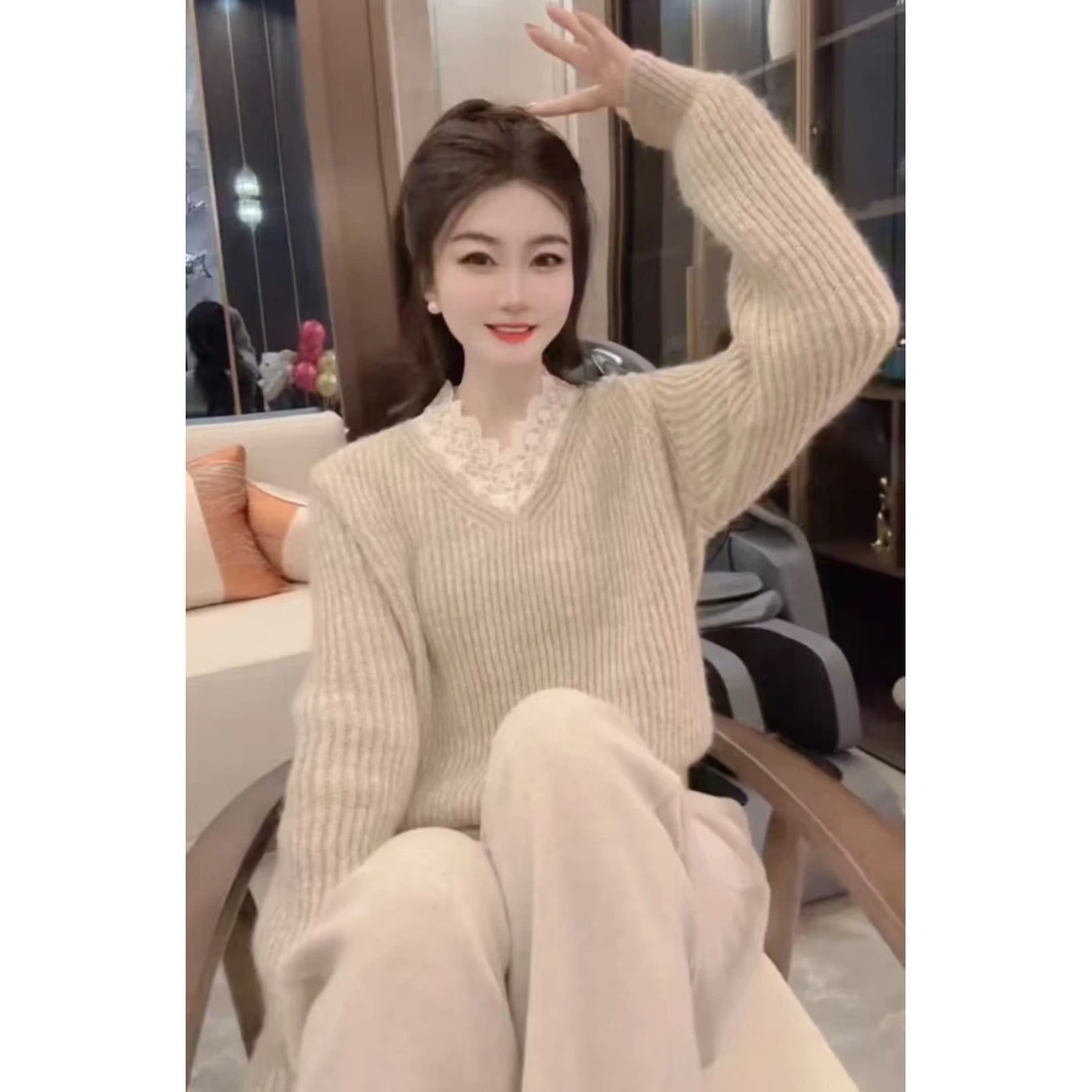 『柔情拼接J』秋冬新款休闲潮流时尚百搭毛衣18678