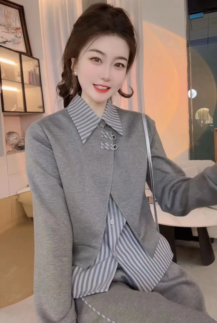 『别致清风J』时尚百搭休闲舒适简约潮流套装9163