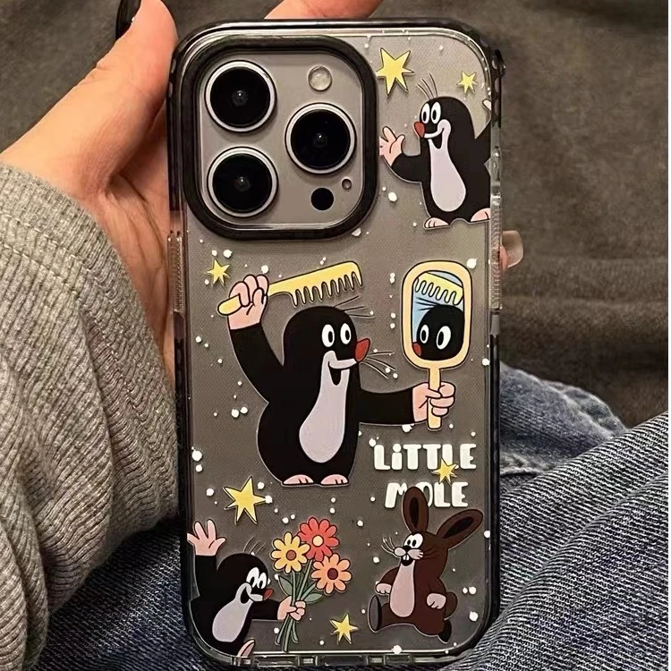 卡通趣味小鼹鼠适用iphone15promax苹果14手机壳11防摔15pro软7/8