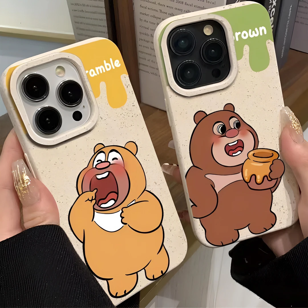 熊大熊二适用苹果15手机壳iPhone14 13 12 11promax小麦壳XR软78p