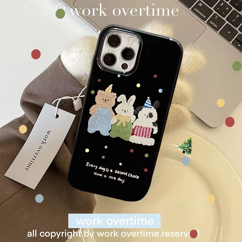 甜酷ins油画兔苹果15手机壳iPhone14proMax可爱13防摔12新款11软7