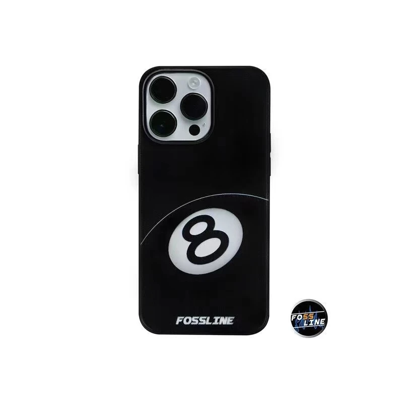 FOSSLINE黑八台球磨砂美式嘻哈潮流原创适用于iPhone14手机壳硅胶