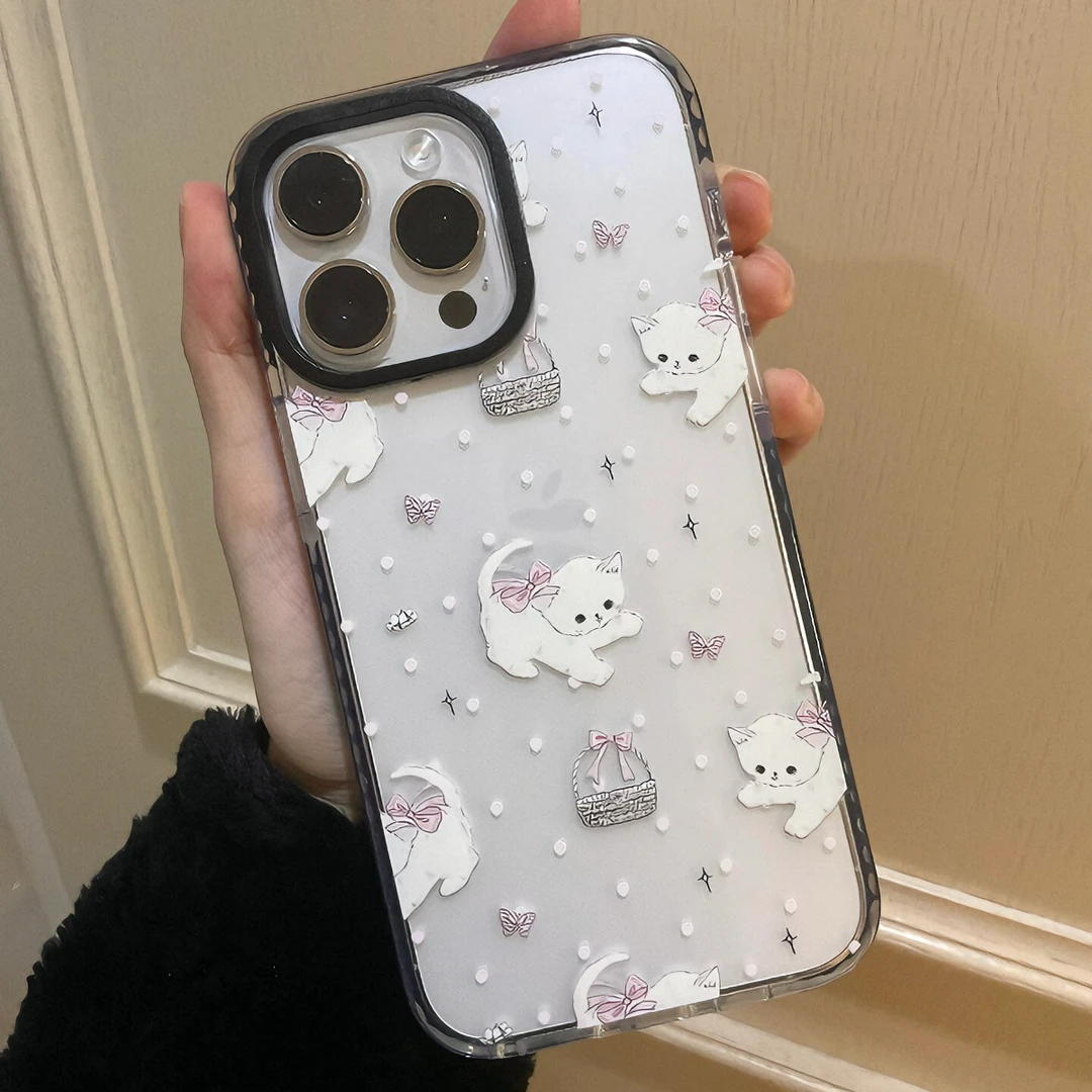 花篮小猫iPhone苹果15/14pro手机壳13/12/11Pro2防摔X/XS软壳7/8P
