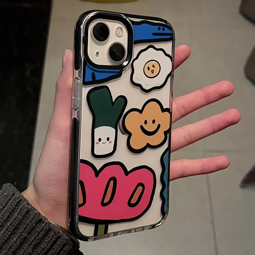 ins艺术笑脸适用苹果15promax手机壳iPhone14Pro透明13/12软壳7/8