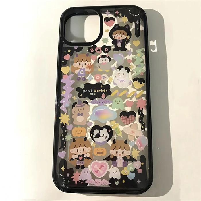 暗黑ins卡通iPhone14手机壳苹果13promax小众11透明12防摔xr女7/8