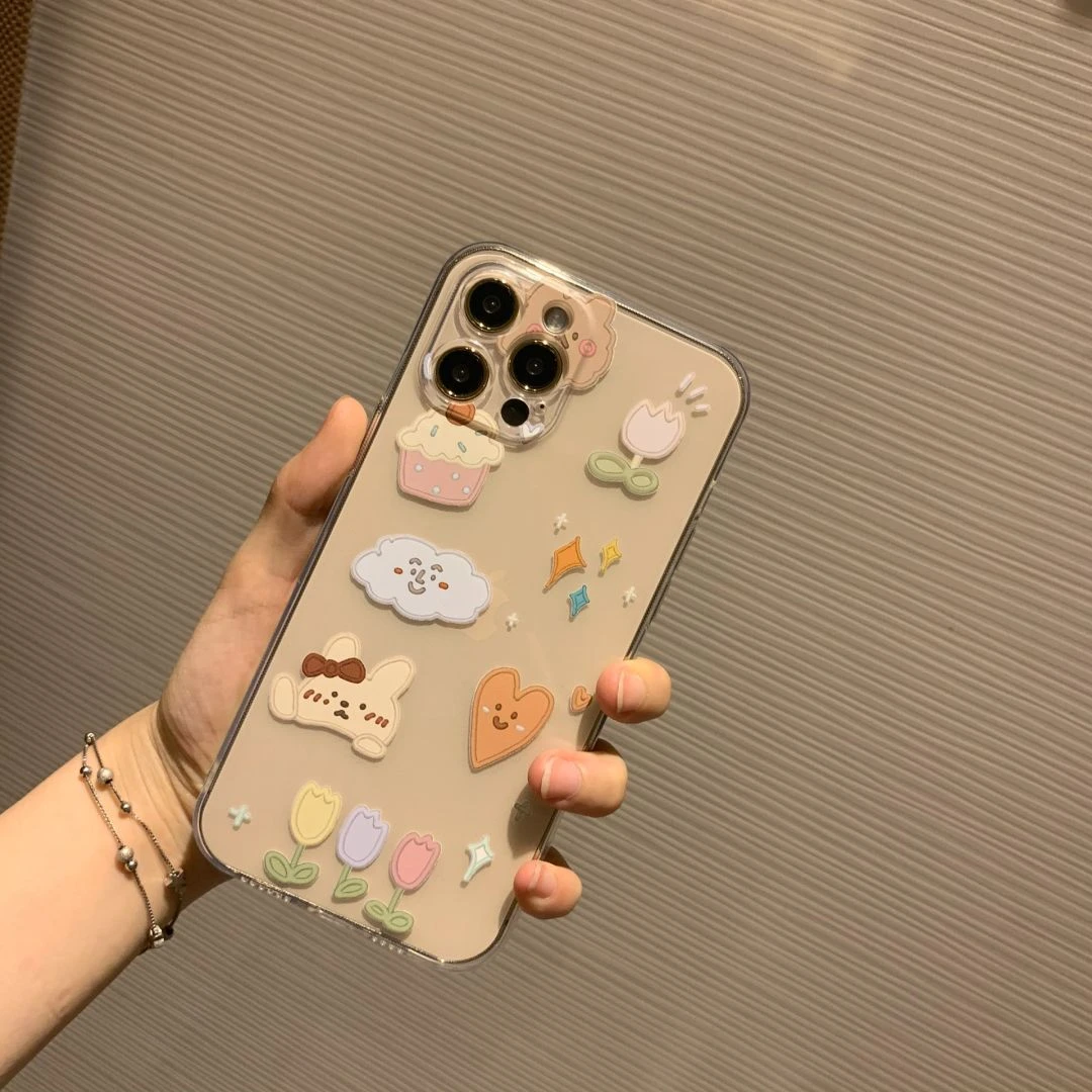 可爱卡通贴纸iPhone14pro手机壳苹果13pro软/7/8plus透明11/12pro