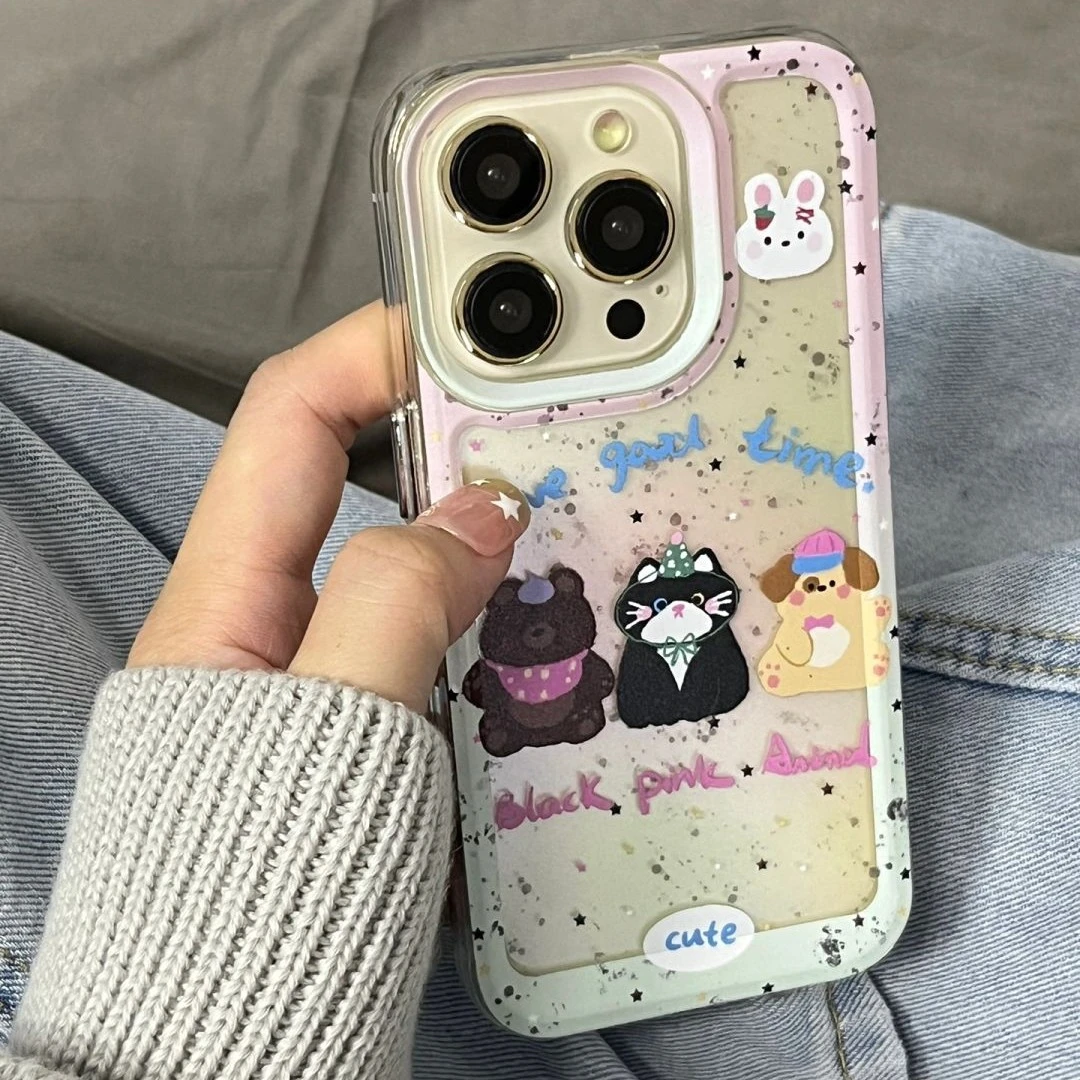 泼墨派对动物苹果15/14/13promax手机壳12/11pro全包xr/xs软壳7/8