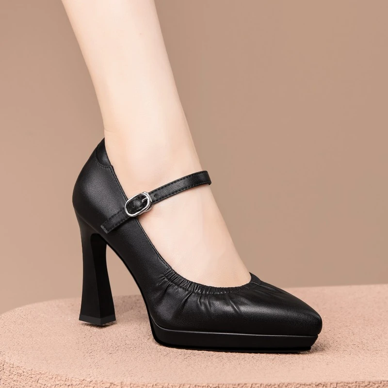 防水台旗袍模特专用训练走秀高跟鞋一字带百搭春秋妈妈工作单鞋女