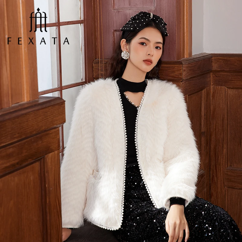 【密思仝】FEXATA斐格思女清冷千金感毛绒外套