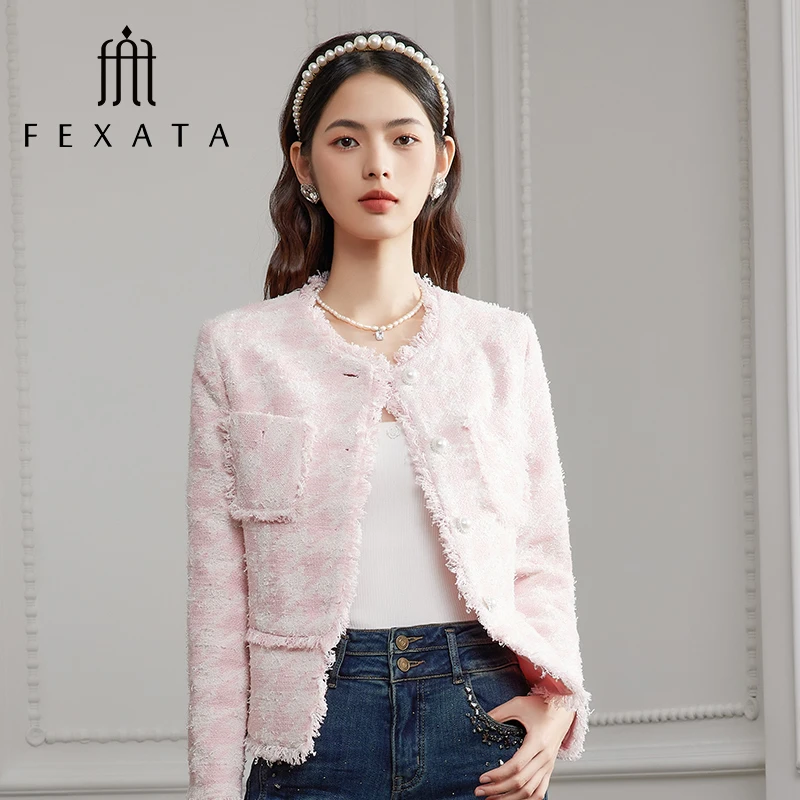 【小北专属】FEXATA斐格思复古千鸟格小香风外套减龄洋气上衣