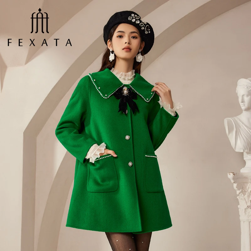 【小朱专属】FEXATA斐格思毛呢外套冬季新品绵羊毛双面呢大衣