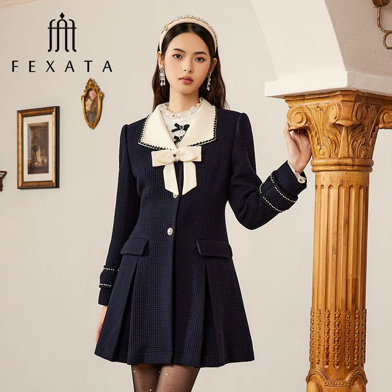 【许半夏推荐】FEXATA斐格思外套冬季新品摩登都市感华夫格外套