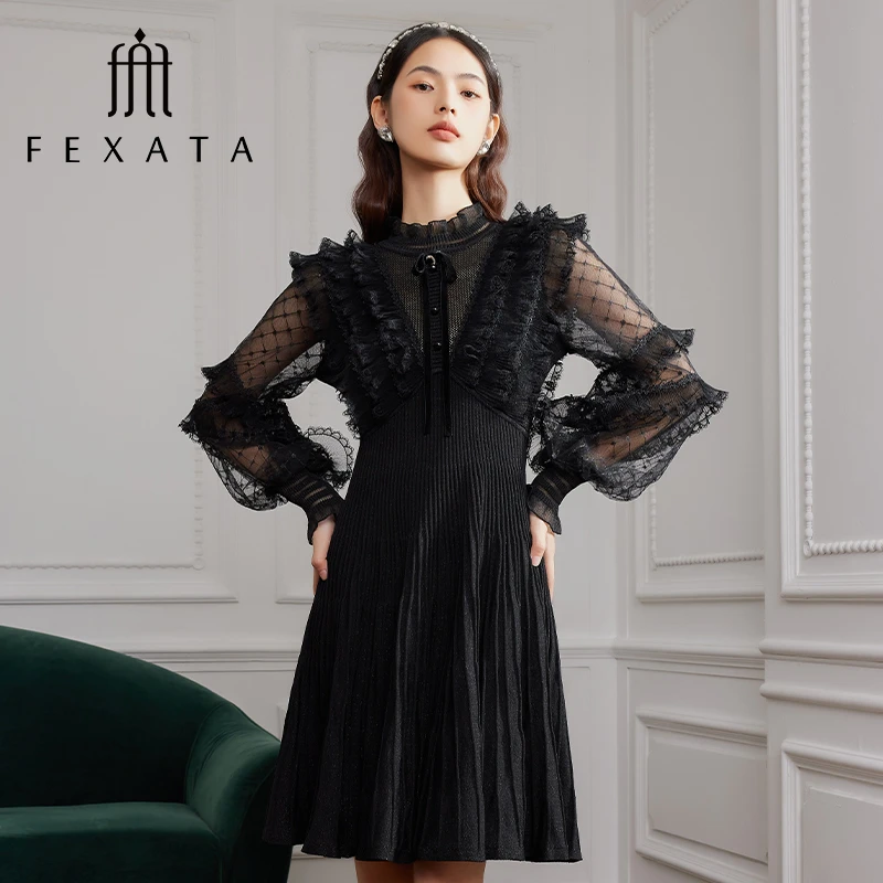 【媛媛女王严选】FEXATA斐格思连衣裙法式针织小礼服裙