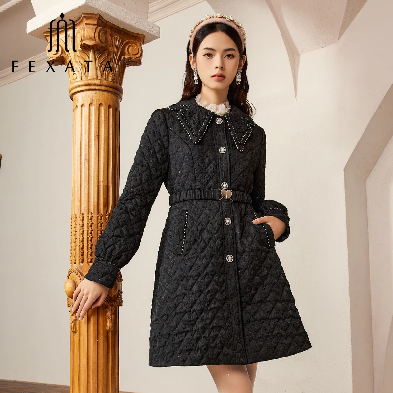 【白姐专属】FEXATA斐格思外套女玫瑰提花保暖棉服