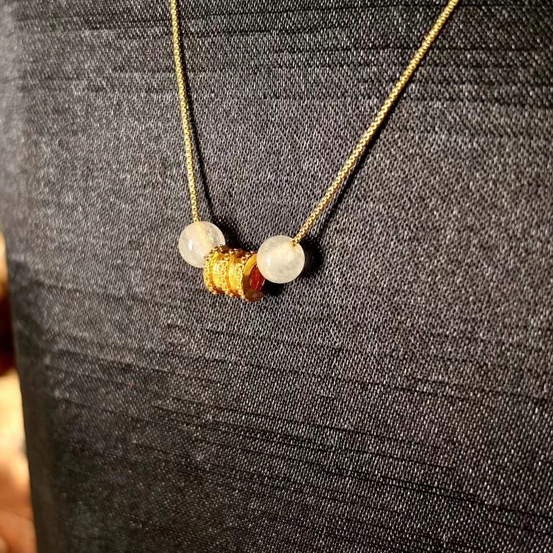 L-1030  足金小蛮腰搭翡翠转运珠套链