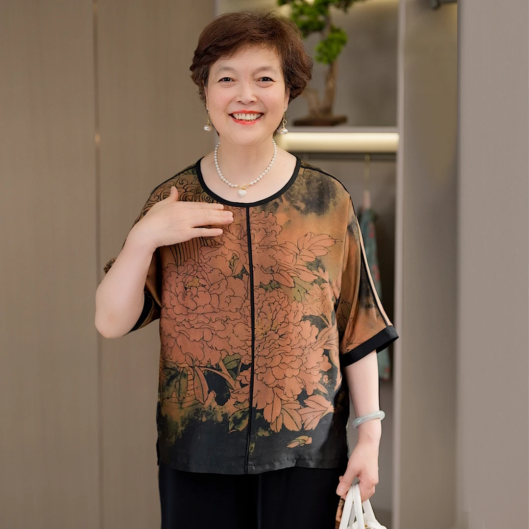 中老年人女装夏装短袖套装妈妈中袖两件套夏季复古洋气奶奶装衣服