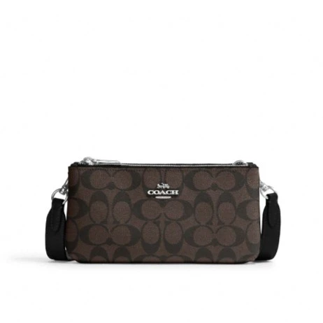 COACH/蔻驰女士新款经典印花双拉链斜挎单肩包c51930时尚美国直邮