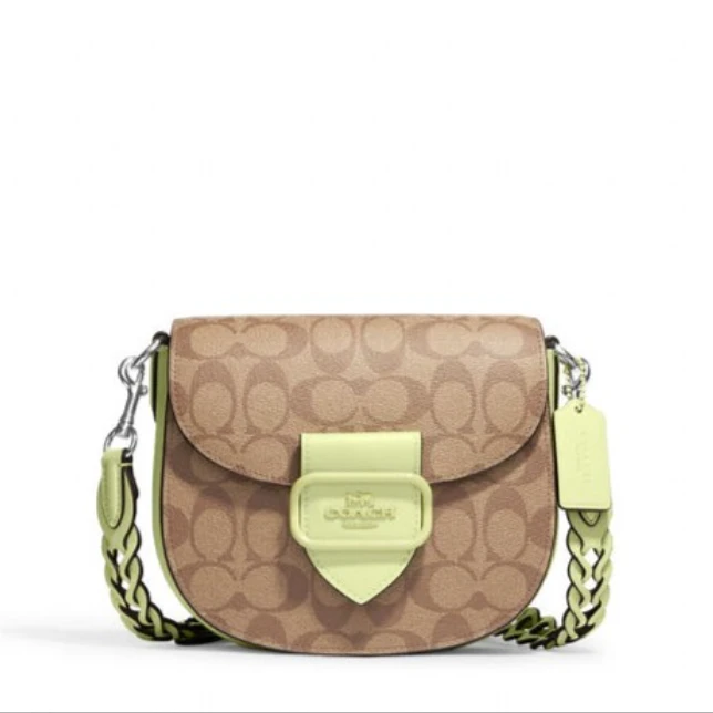 COACH/蔻驰女士新款拼色摩根翻盖马鞍单肩包c51534百搭美国直邮