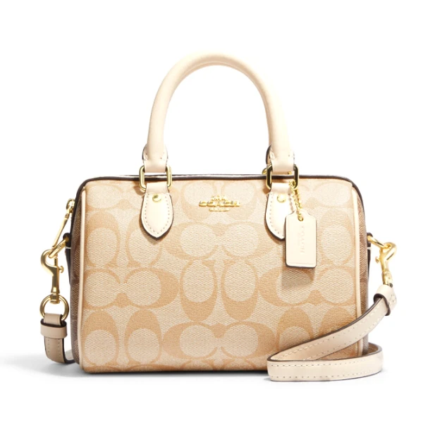 COACH/蔻驰 女士奶茶拼色迷你rowan波士顿单肩包C68597美国直邮